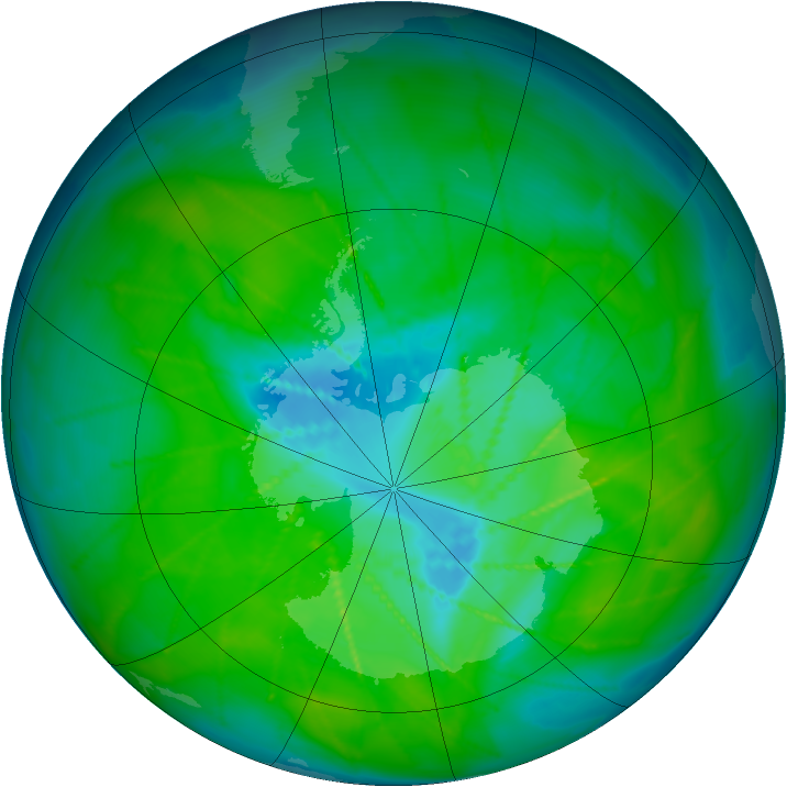 Antarctic ozone map for 16 December 2009